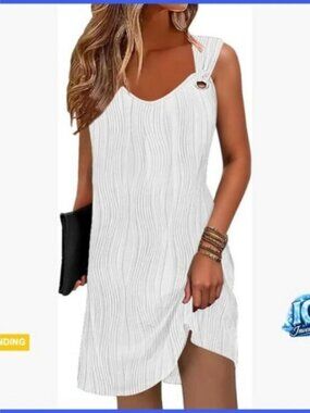 Sleeveless V-Neck Sundress with Pockets, Casual Beach Cover Up